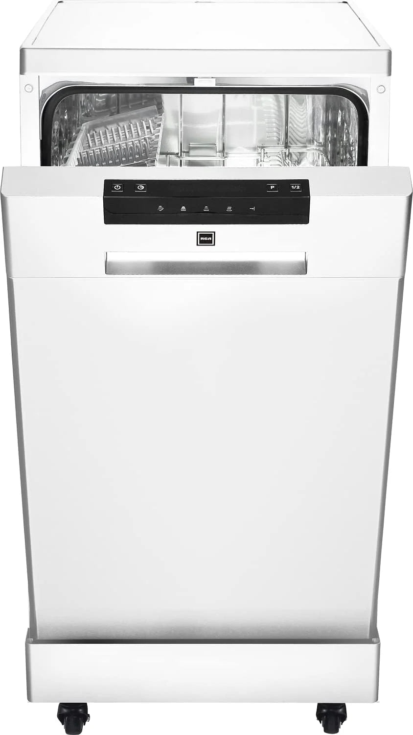 RCA Portable Dishwasher, 18in Wide, 8 Place Settings, White - RDW1809-WHITE
