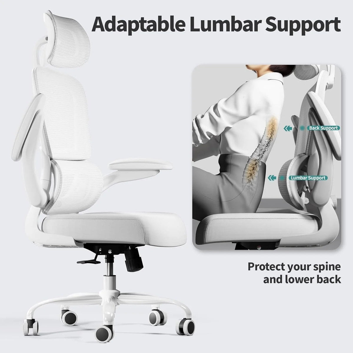 Ergonomic High Back Mesh Office Chair With Wheels, 330 LBS