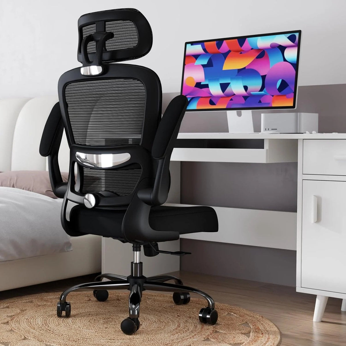 Ergonomic High Back Mesh Office Chair With Wheels, 330 LBS