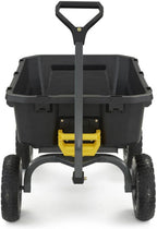 Poly Dump Garden Cart With No-Flat Tires And Serrated Shovel, 7 Cubic Feet, 1,200 lb Capacity, Black