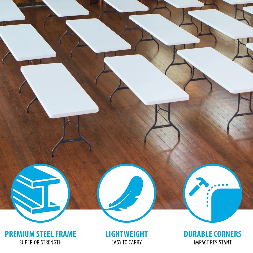 Lifetime 4 8-Foot Rectangle Folding Tables And 32 Chairs Set, White Granite - 80147