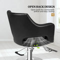 OmySalon Barber Styling Chair With Hydraulic Pump, 360 Swivel And Footrest - Black