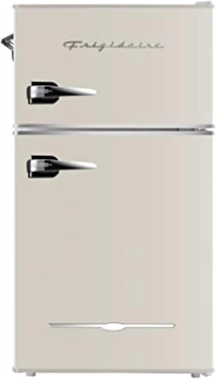 Frigidaire Retro 2 Door Mini Refrigerator With Freezer And Side Bottle Opener, 3.1 Cu Ft, 19in D x 20.5in W x 33.5in H