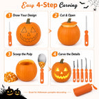 Halloween Pumpkin Carving Kit Heavy Duty Stainless Steel Pumpkin Carving Tools With Carrying Sculpting and Carving 7pcs