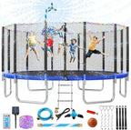 Trampoline With Enclosure Net And Adjustable Basketball Hoop - 8ft, 10ft, 12ft, 14ft, 15ft, 16ft