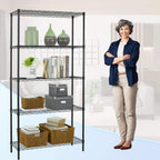 BestOffice 5-Tier Wire Shelf 36" x 14" x 72" 5 Tier Wire Shelving Unit 1250lb Capacity Black