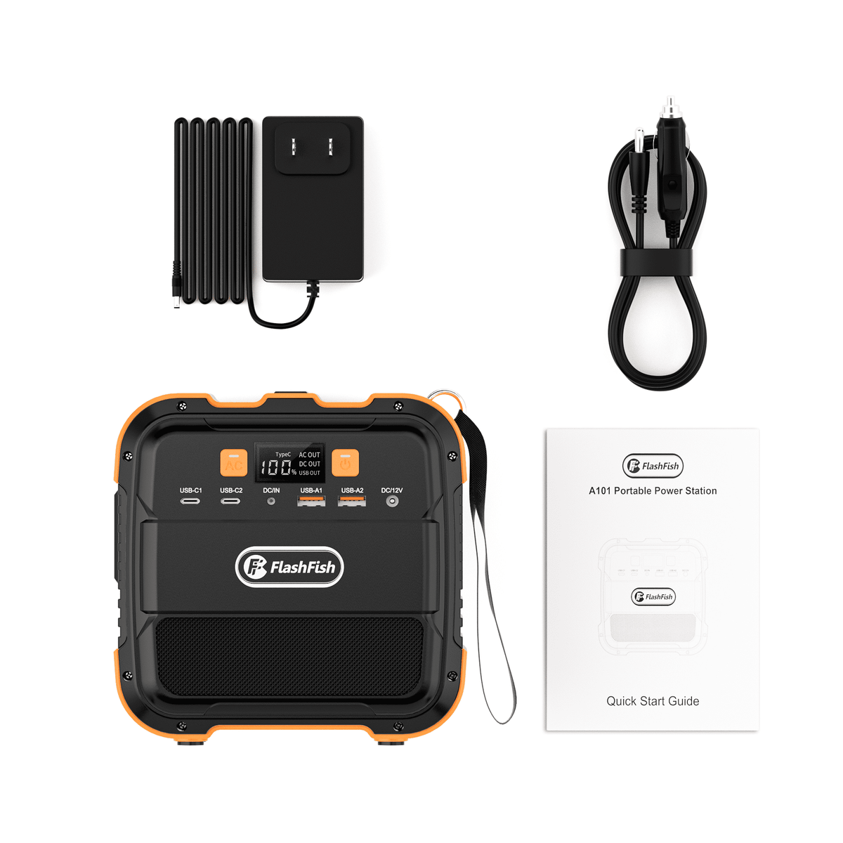 Flashfish Portable Power Station Mini Solar Generator, 98Wh 26400mAh Lithium Battery, 120W 110V AC Outlets with LED Light Backup Battery For Camping