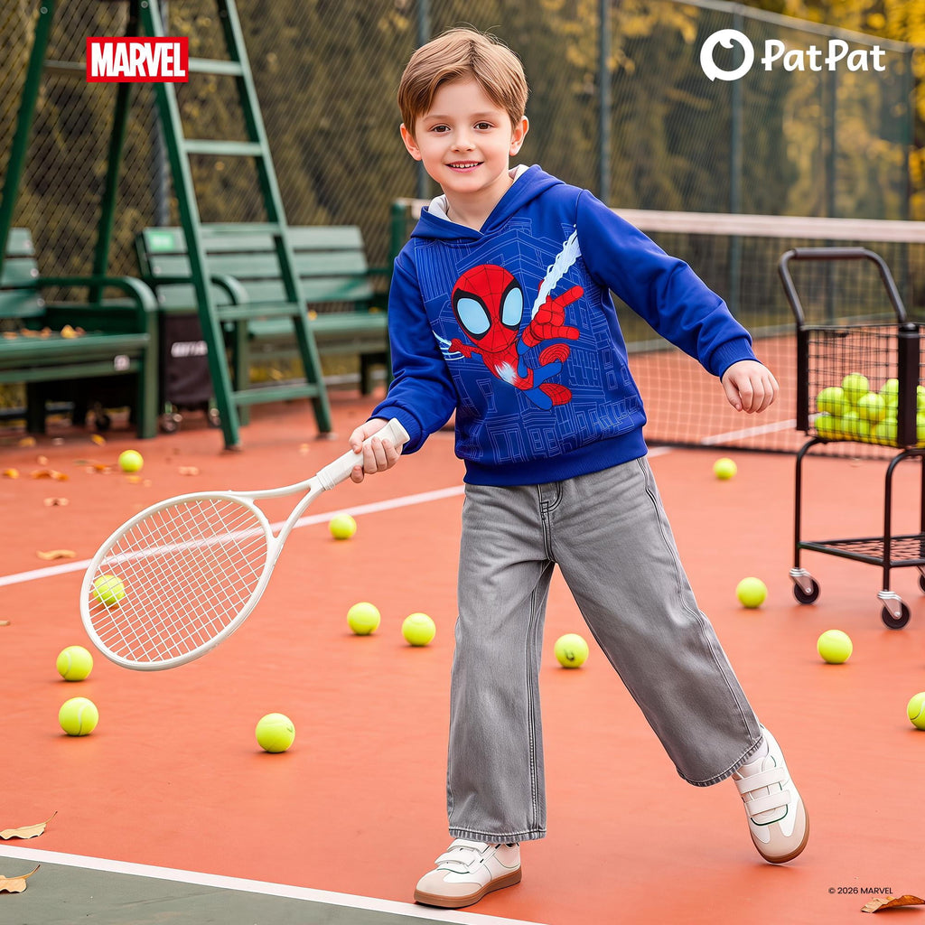 Marvel Spider-Man Boys Hoodies Peter Parker Blue Graphic Pullover Tops Halloween Sweatshirts Toddlers Kids 4-5T