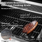 4-Burner Propane Gas Grill With Cast Iron Grates, Side Stove And 44,000 BTU Stainless Steel Burners