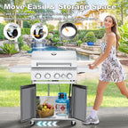 4-Burner Propane Gas Grill With Cast Iron Grates, Side Stove And 44,000 BTU Stainless Steel Burners