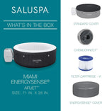 Bestway SaluSpa Miami Inflatable Hot Tub Spa, 71 x 26 in, 2-4 Person, Black - 60104E