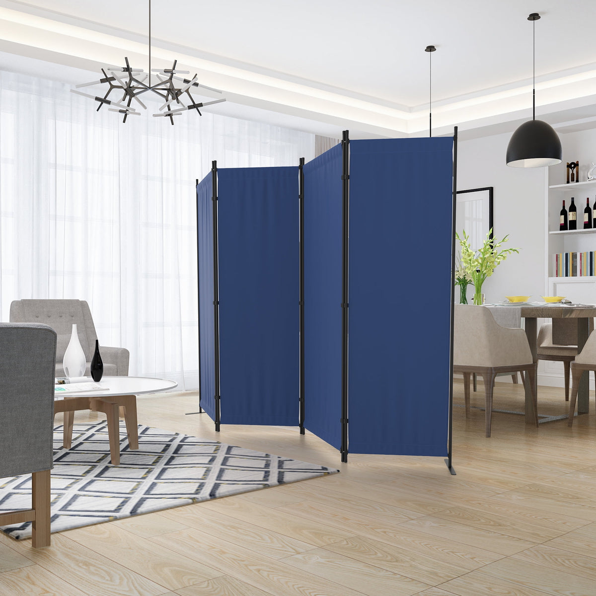 GOJOOASIS Room Divider, 4-Panel Folding Privacy Screen, 88in Portable Separating with Metal Feet, Partition Room Dividers