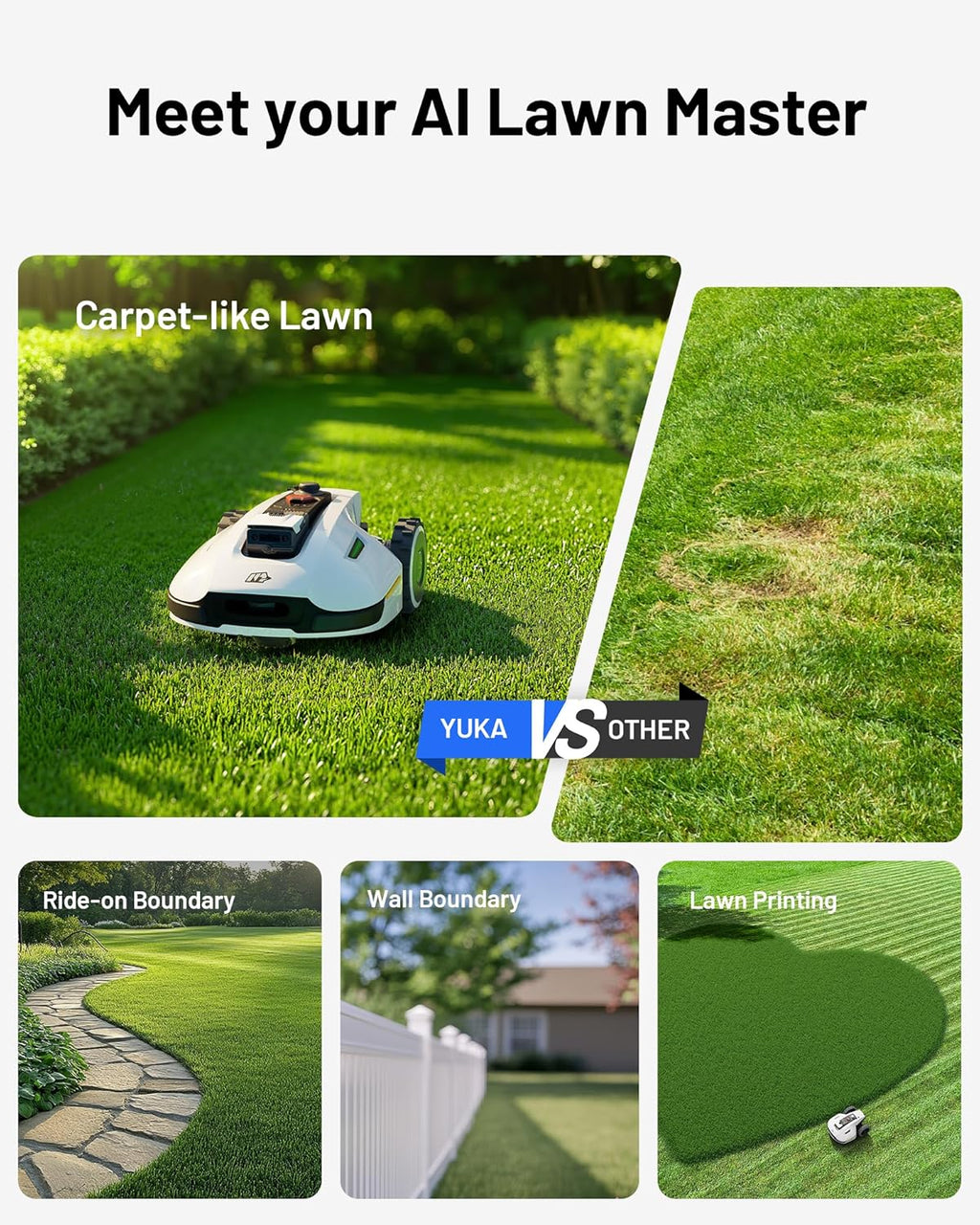 Mammotion YUKA Mini 500H Robotic Lawn Mower, 0.12 Acre, White - 500H
