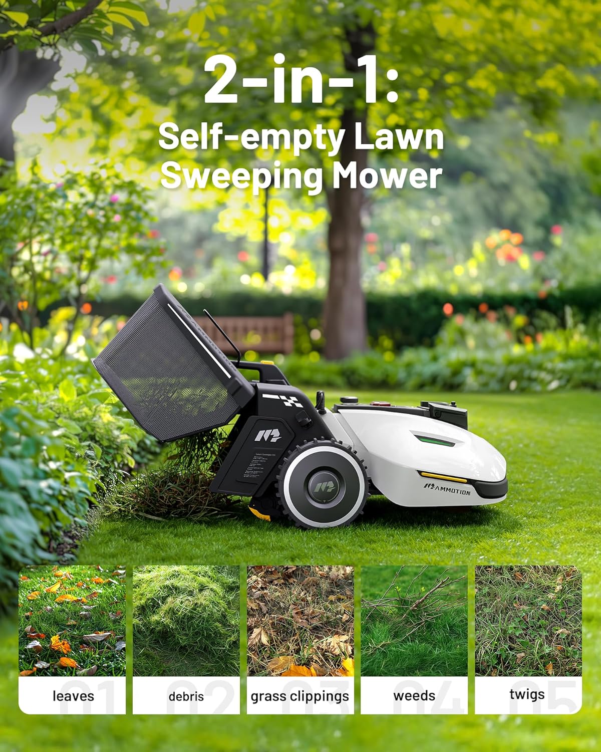 Mammotion YUKA Mini 500H Robotic Lawn Mower, 0.12 Acre, White - 500H