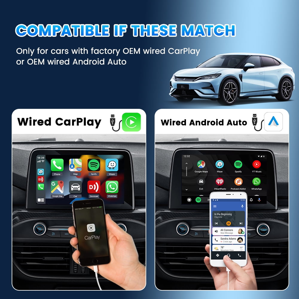 Carlinkit 5.0 Wireless Apple CarPlay Adapter, 2 in 1 Wire to Wireless CarPlay&Android Auto Dongle, 5.8Ghz Wifi, Plug&Play, Low Latency, Black