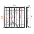 KFFKFF 4-Panel Japanese Room Divider Screen, Wooden Folding Privacy Screen for Indoor Use, Portable Partition for Room Separation and Decoration in