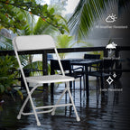 Capri White Plastic Folding Chair 10 Pack with Steel Frame, Hold up to 350 lbs, Indoor Outdoor Portable Stackable Event Chair Commercial Seat for