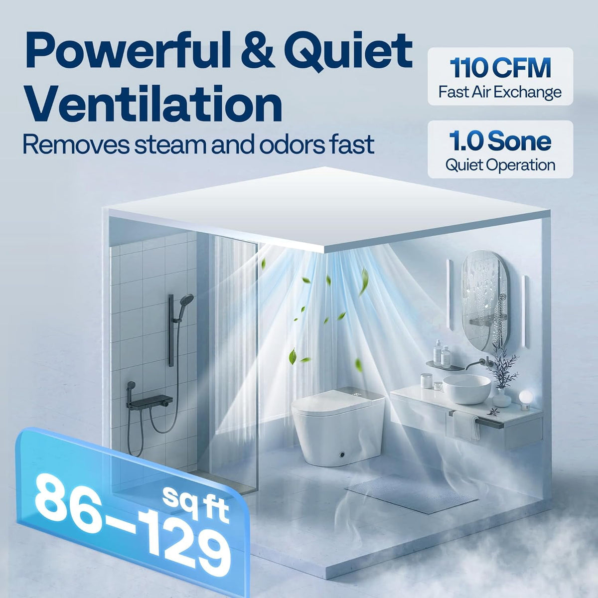 SPECSTAR AutoFlow Bathroom Exhaust Fan with Humidity Sensor 110CFM - Energy-Saving EC Motor,10.2-inch Ceiling Retrofit Bath Fan, No Attic Access