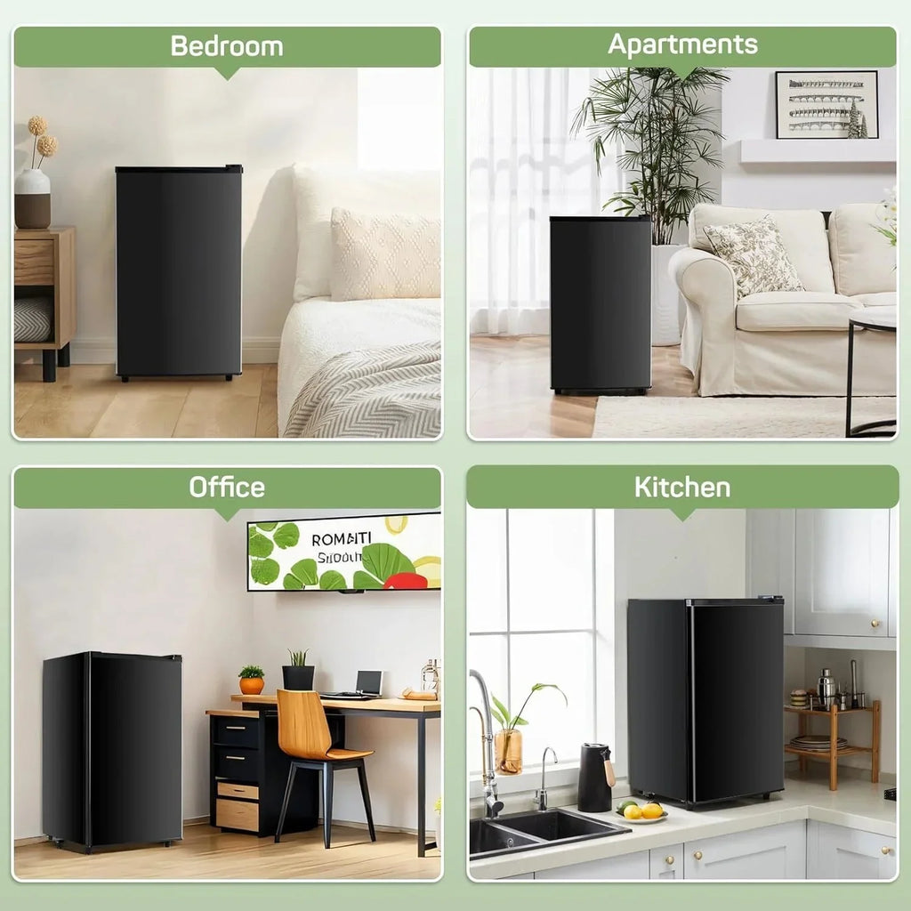 Mini Refrigerator With Internal Freezer, 3.2 Cu. Ft, Black, 17.5 x 17.7 x 31.5 in