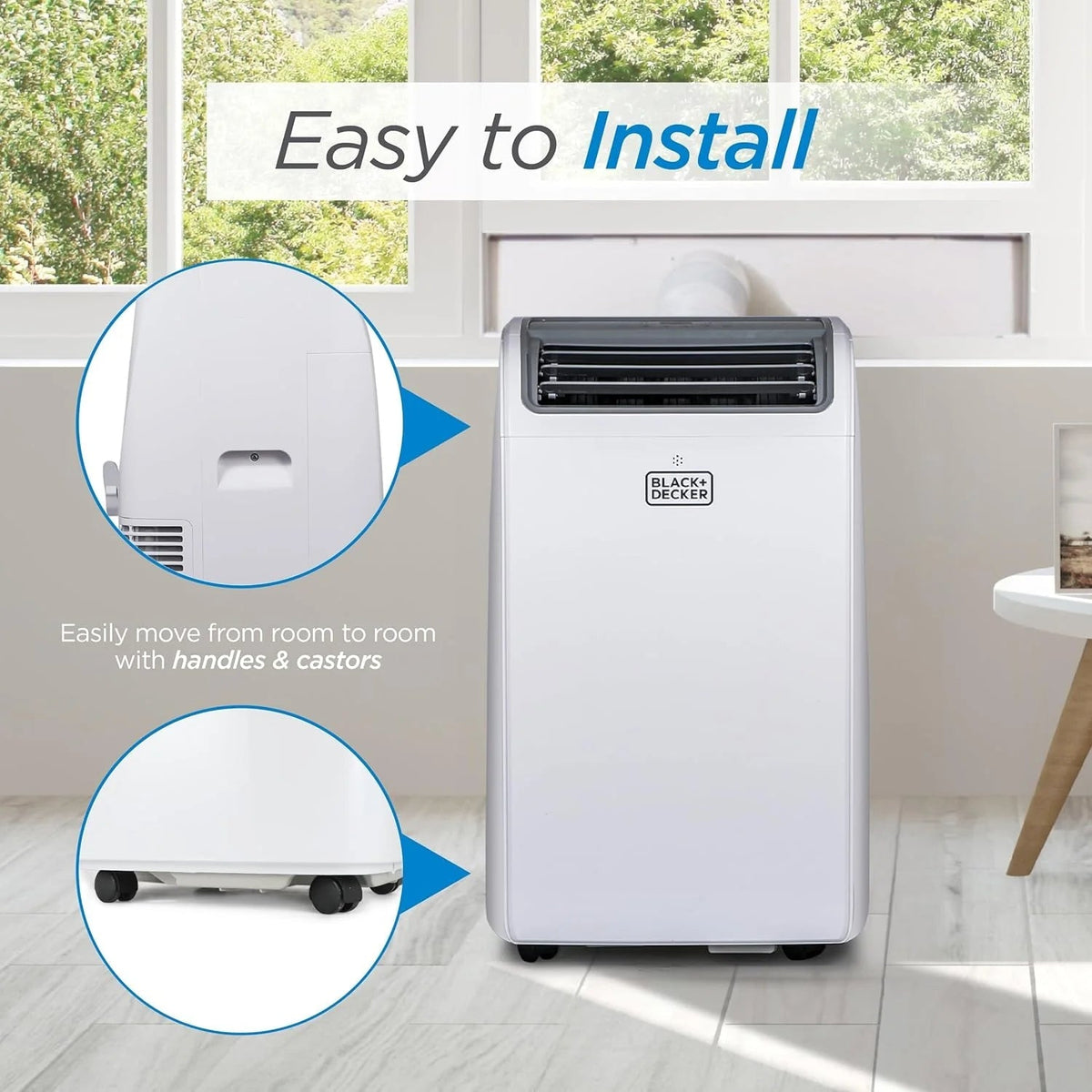 BLACK+DECKER Portable Air Conditioner 10,000 BTU for Rooms up to 450 Sq. Ft., White