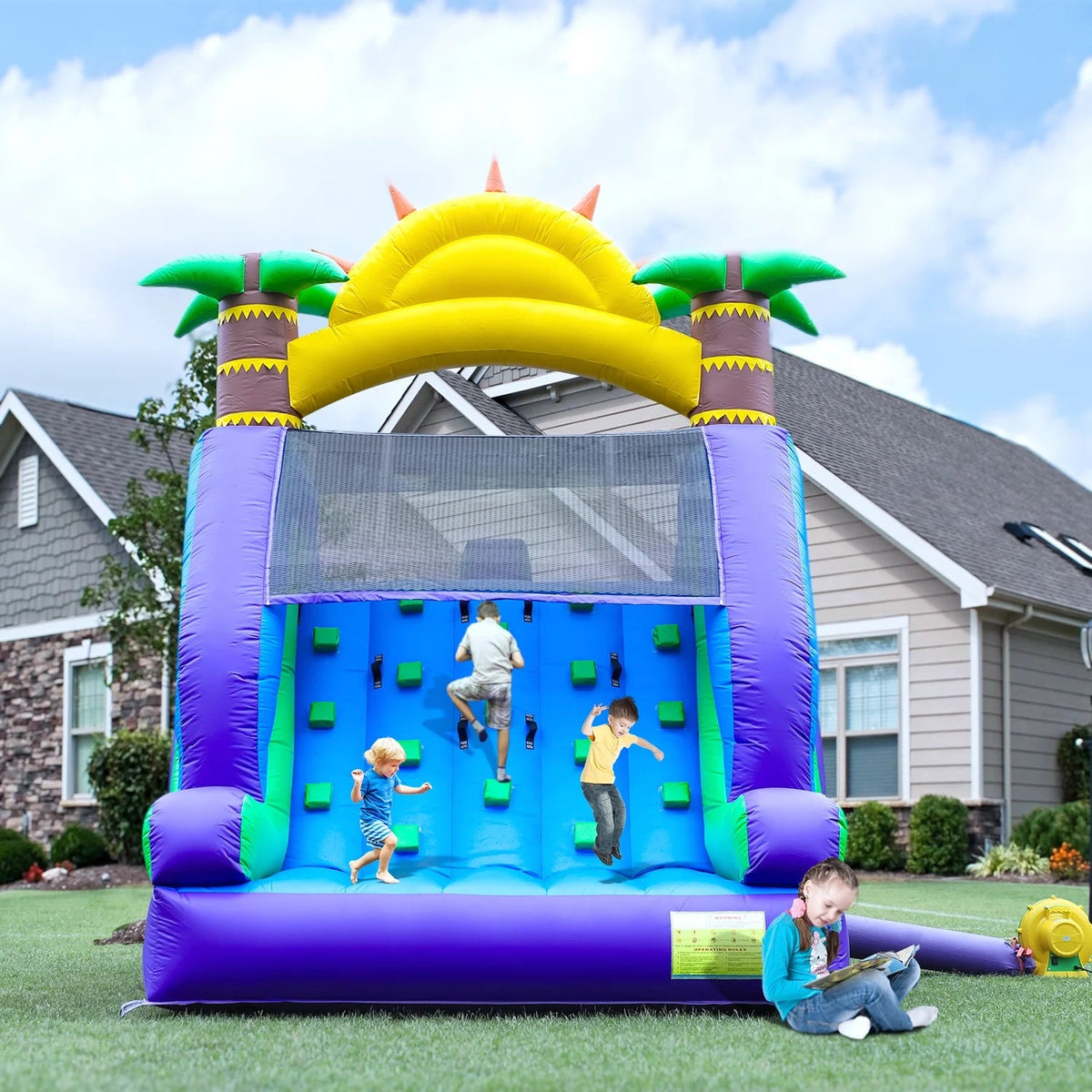 Relunch Inflatable Double Water Slide With Splash Pool And Blower, 26'L x 12'W x 14'H