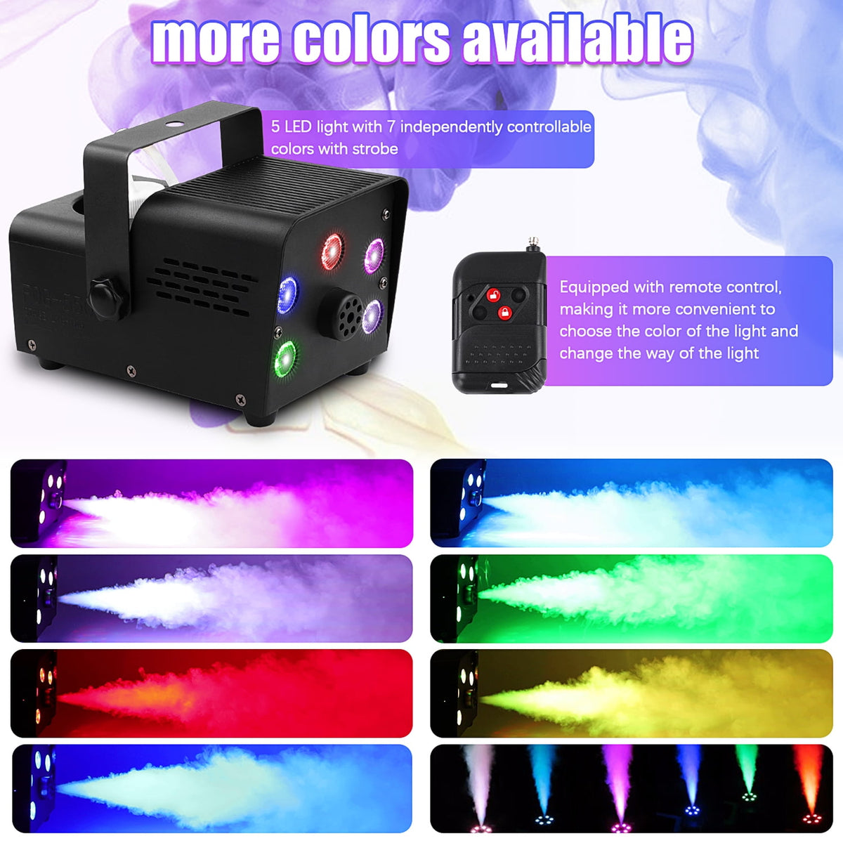 Fog Machine Smoke 550W 5 three-in-one RGB Light Beads Smoke Machine with Remote Control for Party Stage
