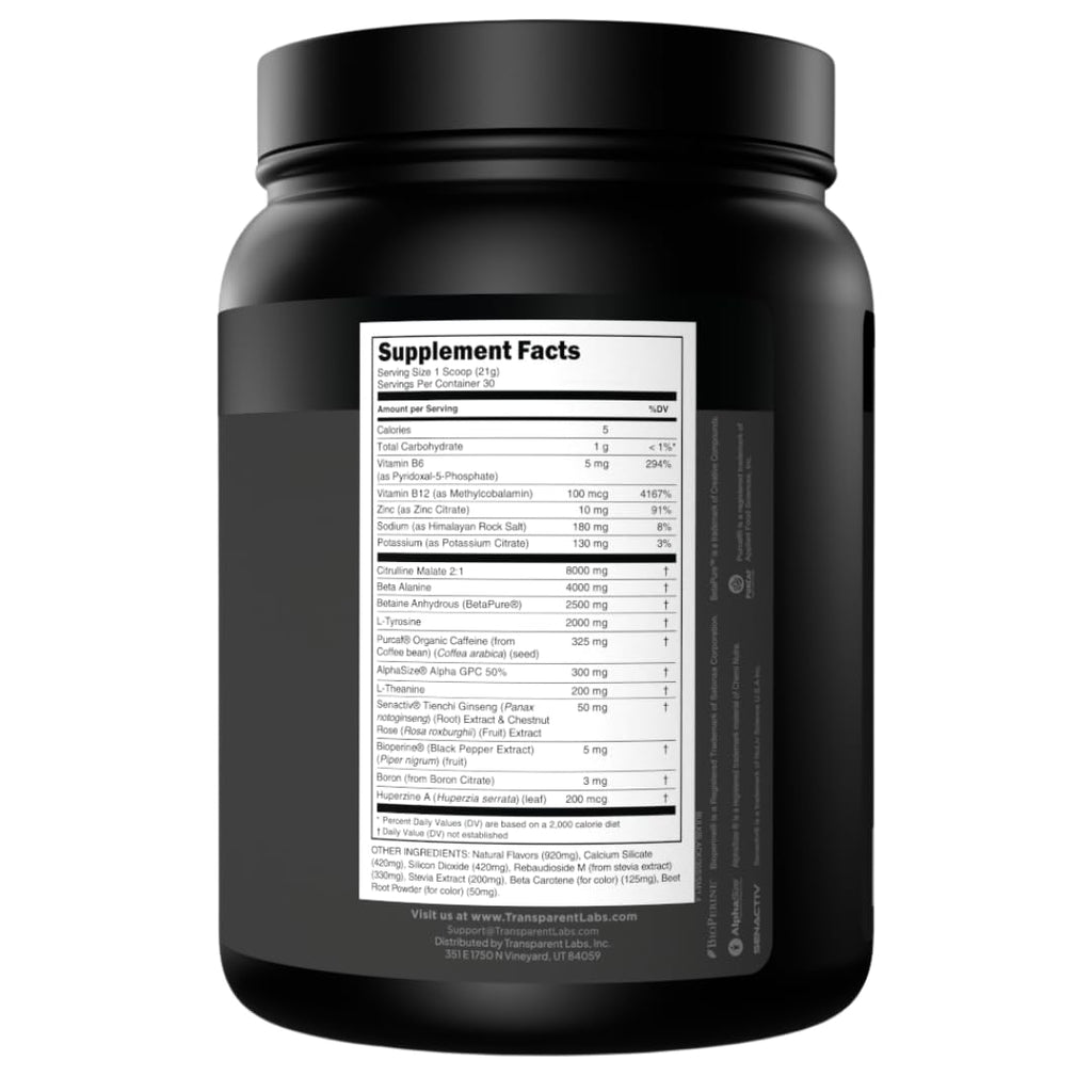 Transparent Labs Bulk Black Pre Workout - 30 Servings, Strawberry Mango