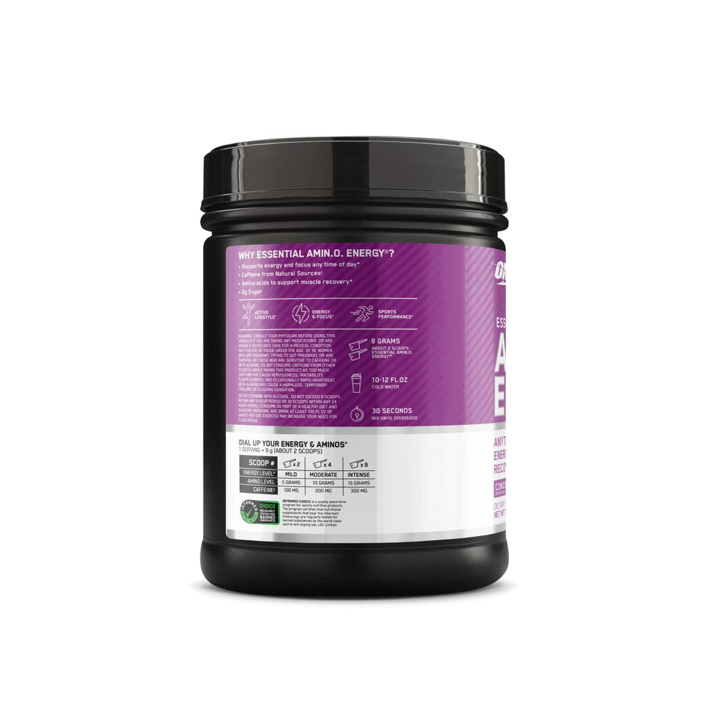 Optimum Nutrition Amino Energy Powder, Concord Grape, 1 LB
