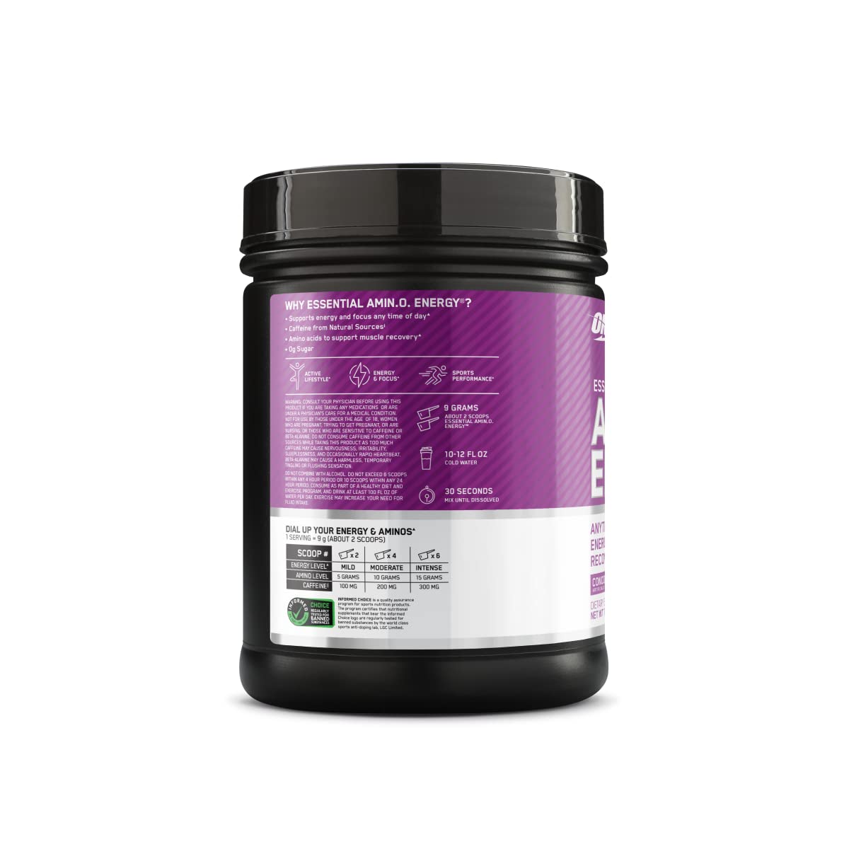 Optimum Nutrition Amino Energy Powder, Concord Grape, 1 LB