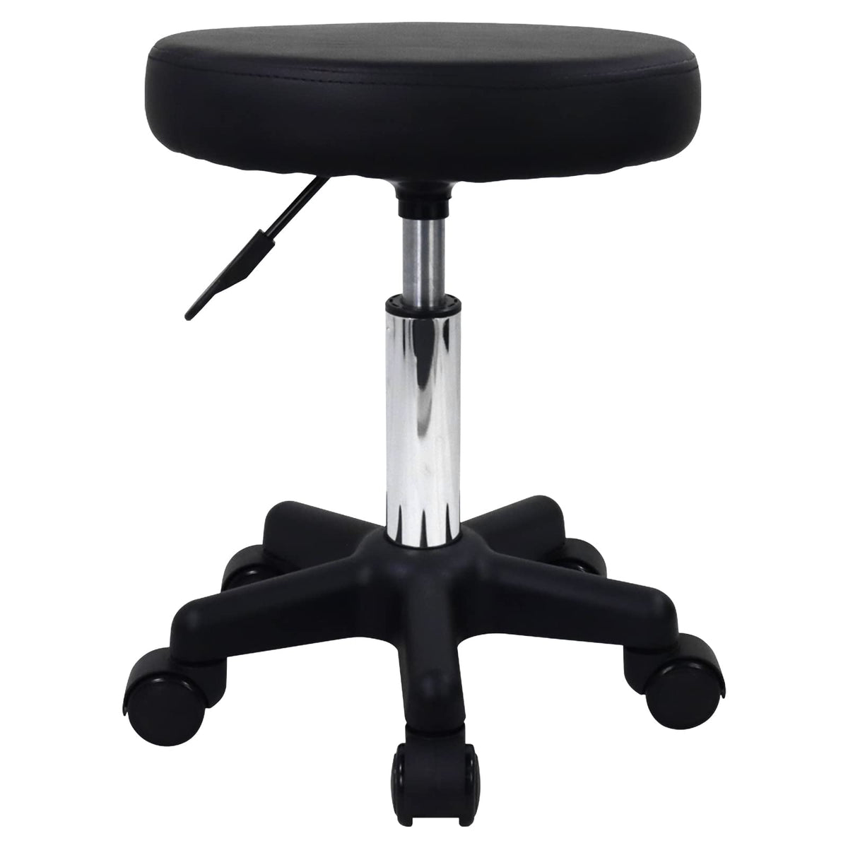 FURWOO Round Rolling Stool Height Adjustable Stool with Wheels for Spa Salon Massage Black