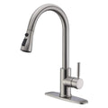 WEWE High-Arc Pull-Down Kitchen Faucet, Brushed Nickel, 3-Mode Sprayer