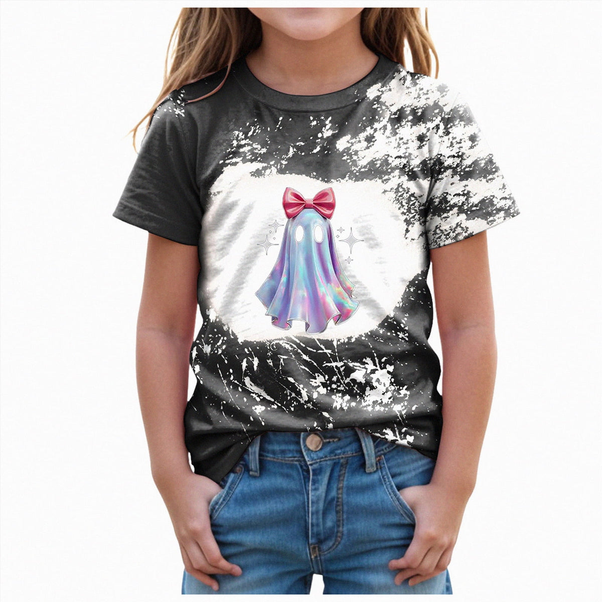 CAUYDY Halloween Ghouls Ghost Retro Girl Kids T-Shirt Graphic Tshirt Little Kids Fall Short Sleeve Tee Tops(Orange, 8-9 Y)