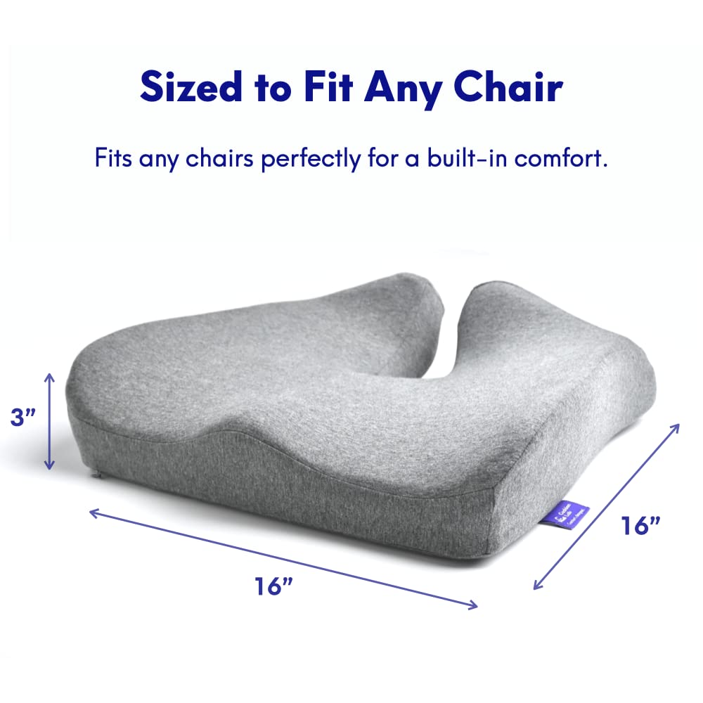 C CUSHION LAB Patented Pressure Relief Seat Cushion for Long Sitting Hours on Office/Home Chair, Car, Wheelchair - Extra-Dense Memory Foam for Hip