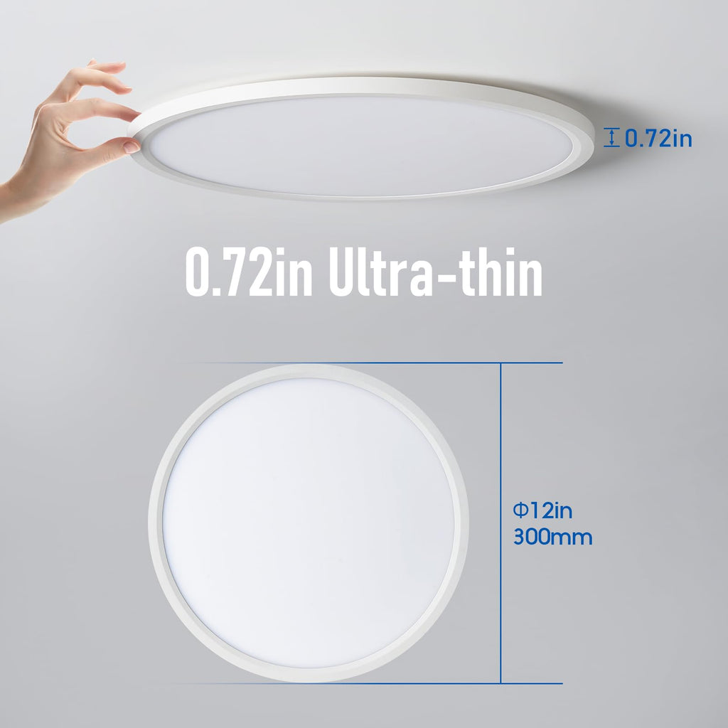 6 Pack 12 Inch Hardwired Dimmable LED Flush Mount Ceiling Light Fixtures, 24W 2640LM 3000K/4000K/5000K, House Upgrade Led Lights for Bedroom Hallway