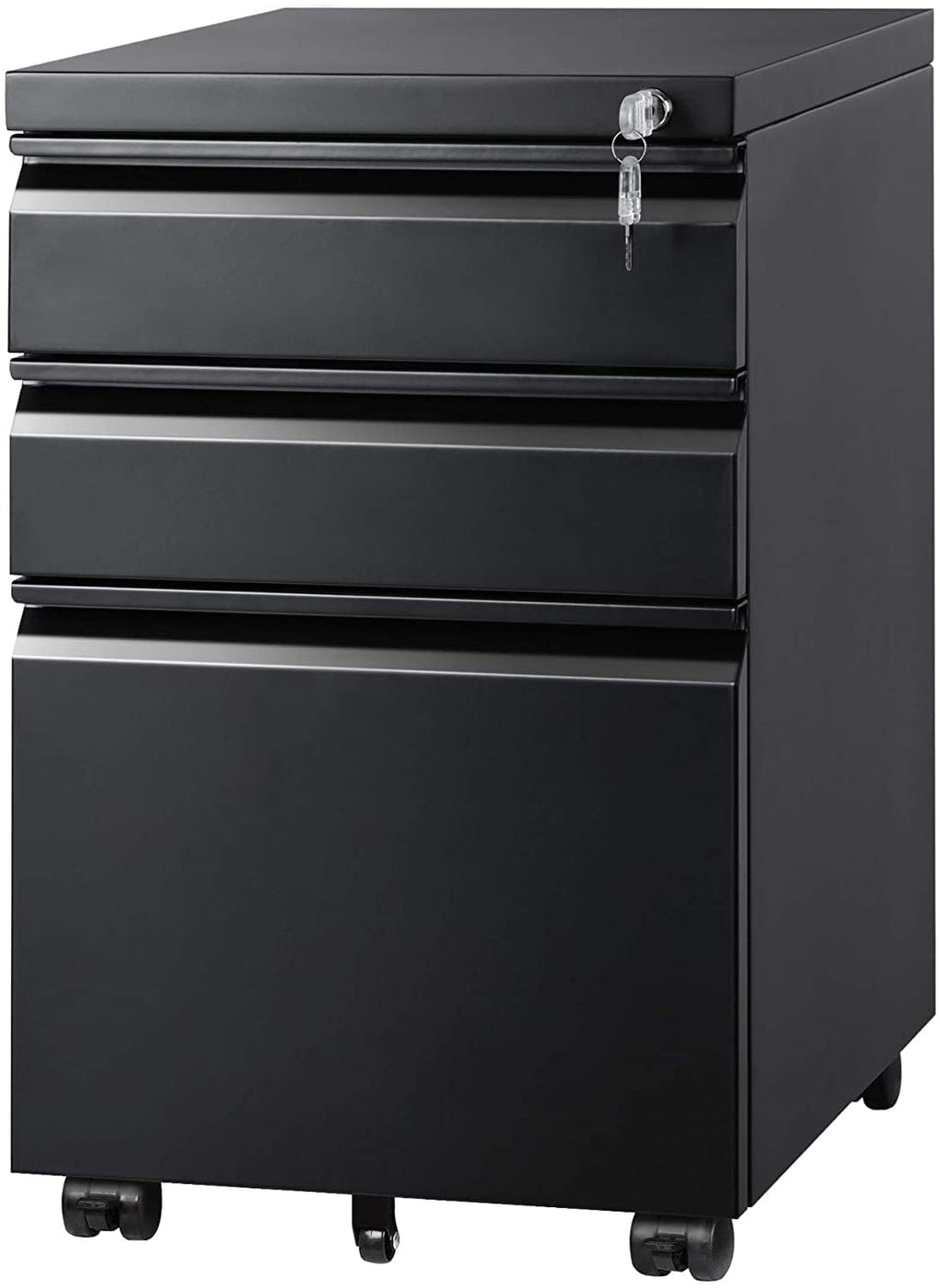 DEVAISE 3 Drawer File Cabinet with Lock, Fully Assembled Except Casters