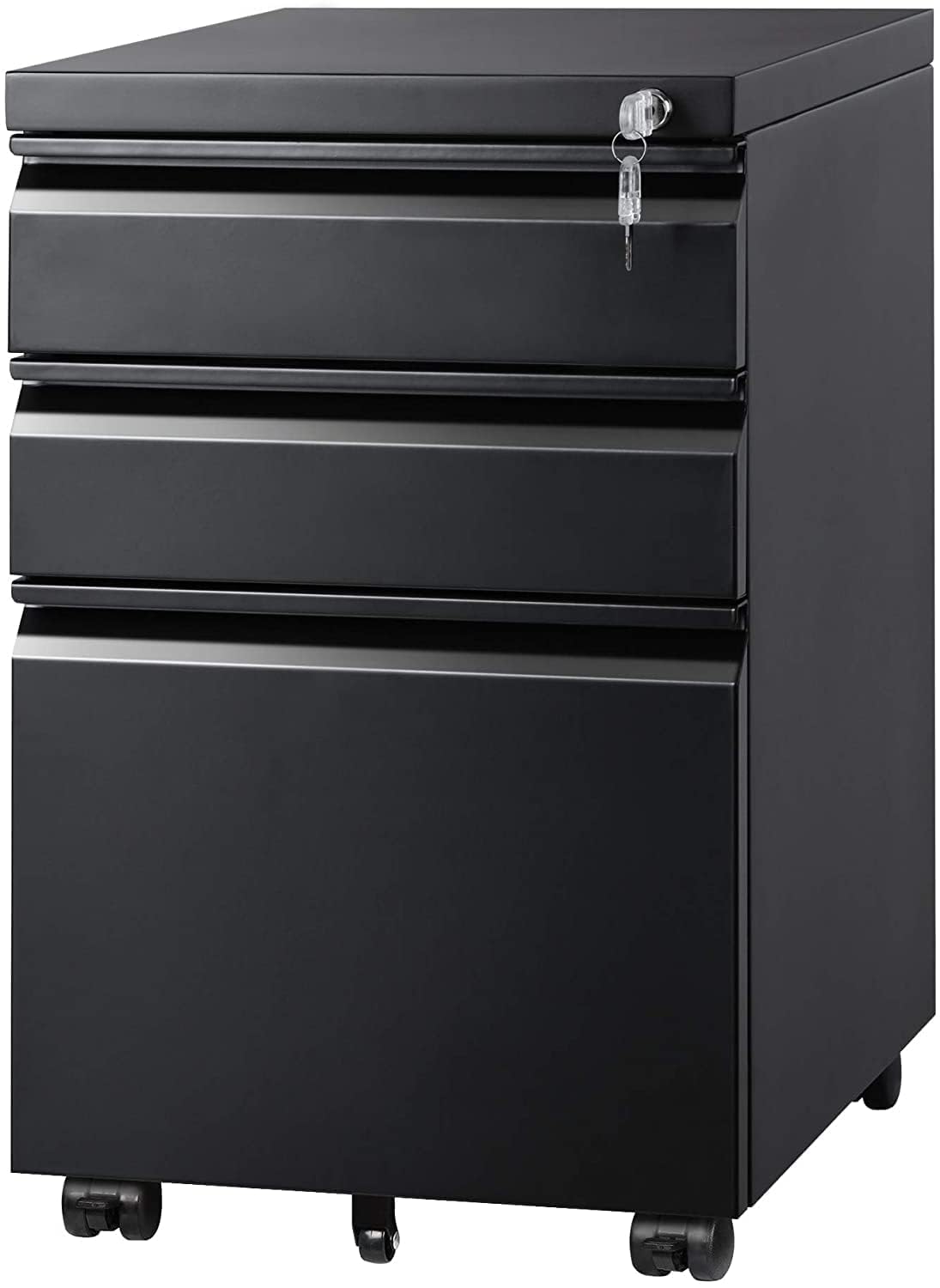 DEVAISE 3 Drawer File Cabinet with Lock, Fully Assembled Except Casters