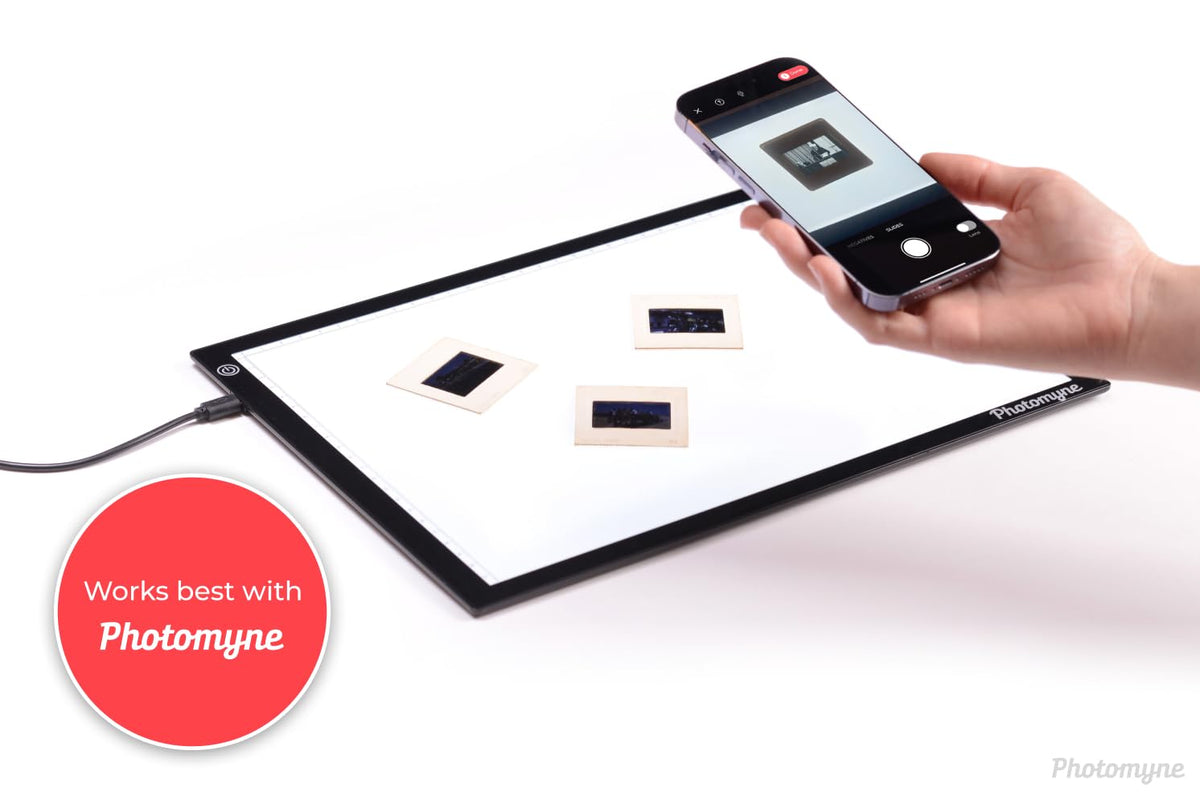 Photomyne A4 LED Light Pad for Slides, Negatives & Tracing