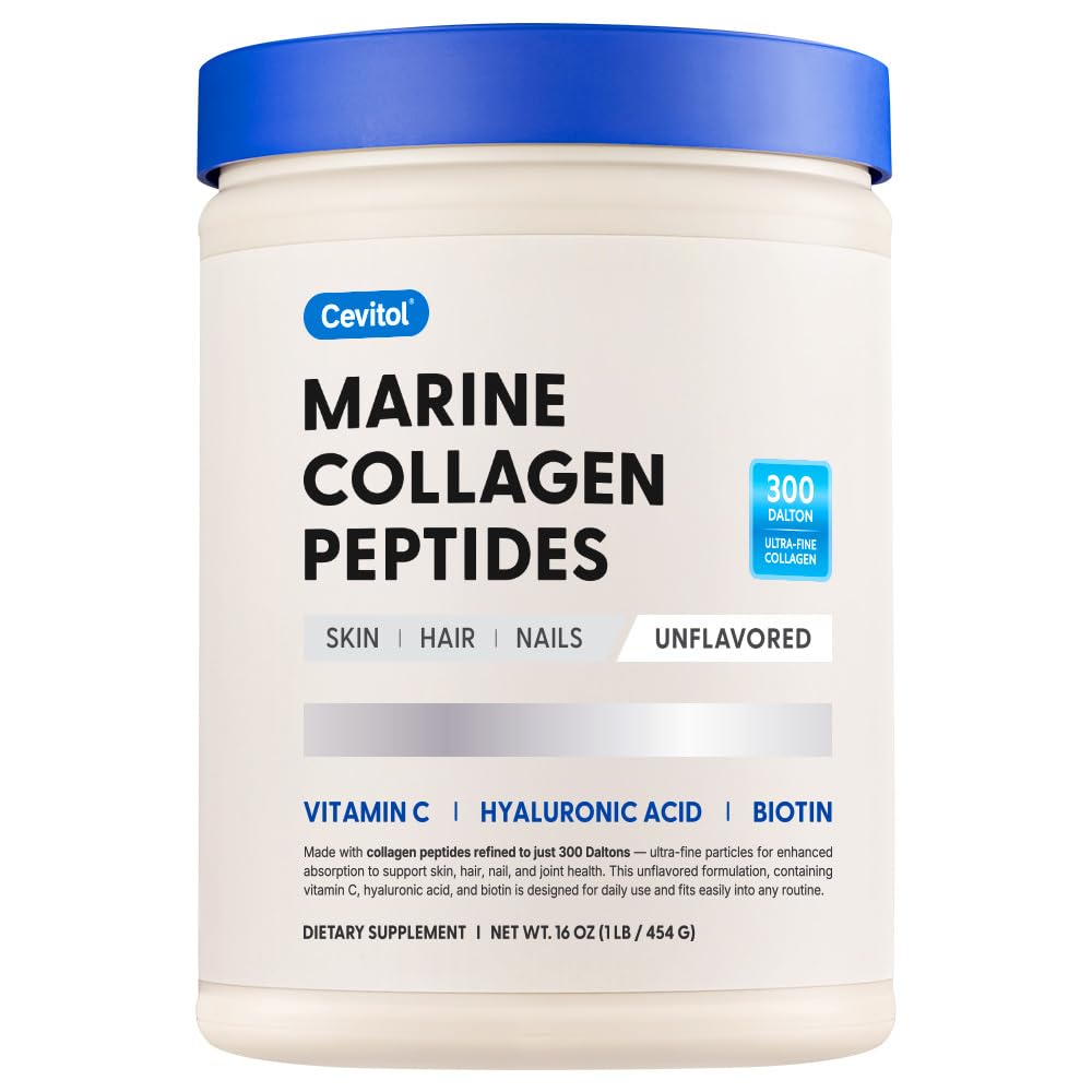Marine Collagen Peptides - Hydrolyzed Ultra-fine Collagen Powder for Women & Men, Hyaluronic Acid, Biotin, Vitamin C, for Skin, Hair, Nails, Joints