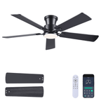 52Inch Ceiling Fan with Lights and Remotes, Modern Low Profile Flush Mount Ceiling Fans,DC Reversible Motor, 3CCT Dimmable,Noiseless,Dual Finish