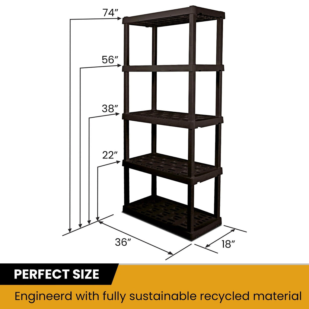 Hyper Tough 5-Tier Shelving Unit, W36 x D18 x H74in, Black, Pack Of 2