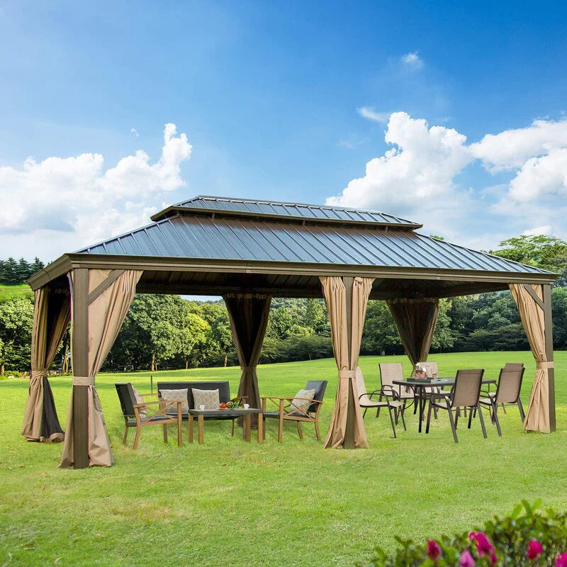 Calaro Galvanized Steel Patio Gazebo, 19.5 Ft. W x 11 Ft. D