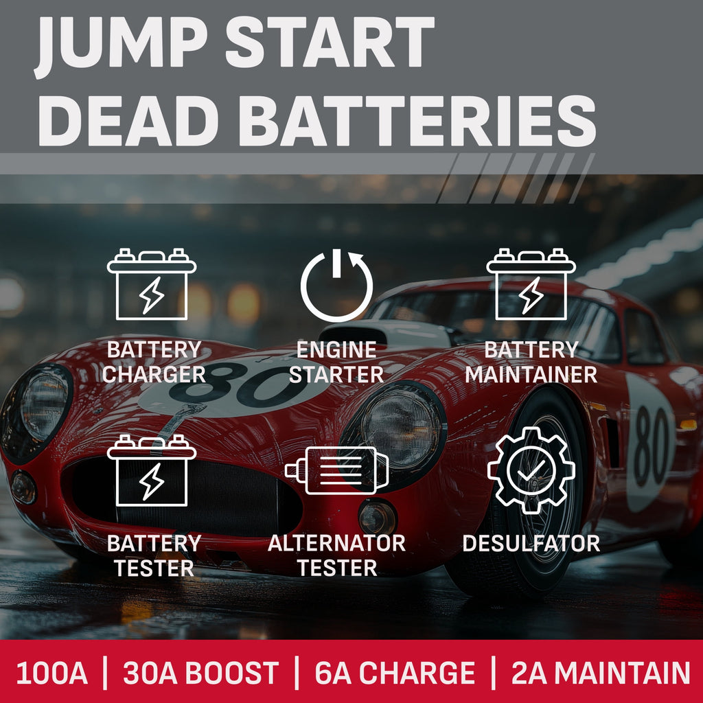 Schumacher Electric 6A Car Battery Charger and 100A Engine Starter, 5-in-1 Solution, Maintainer, 6V/12V Sport, Auto, and Marine Batteries, SC1564