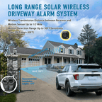 1/2 Mile Long Range Solar Wireless Driveway Alarm System IP65 Weatherproof Outdoor Motion Detectors&Sensor 120dB Siren Sound Light Security Alert