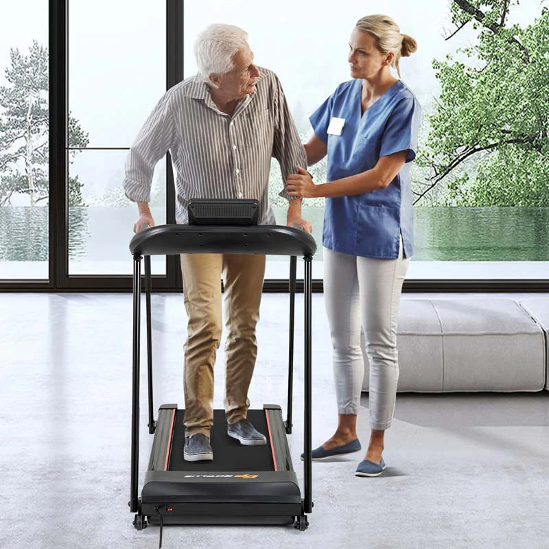 Walking Treadmill For Seniors With Long Handrails, 2.5 HP, 300 lbs Capacity, Black