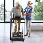 Walking Treadmill For Seniors With Long Handrails, 2.5 HP, 300 lbs Capacity, Black
