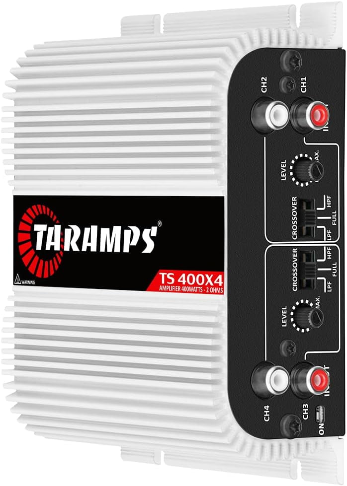 Taramps TS 400x4 400 watts RMS 4 Channels Full Range Car Audio Amplifier, 2 Bridged Channels, RCA Input Class D, Output Power, Multichannel Amplifier