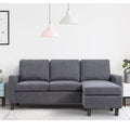 Walsunny Convertible Sectional Sofa With Reversible Design And Movable Ottoman - Linen Fabric