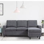 Walsunny Convertible Sectional Sofa With Reversible Design And Movable Ottoman - Linen Fabric