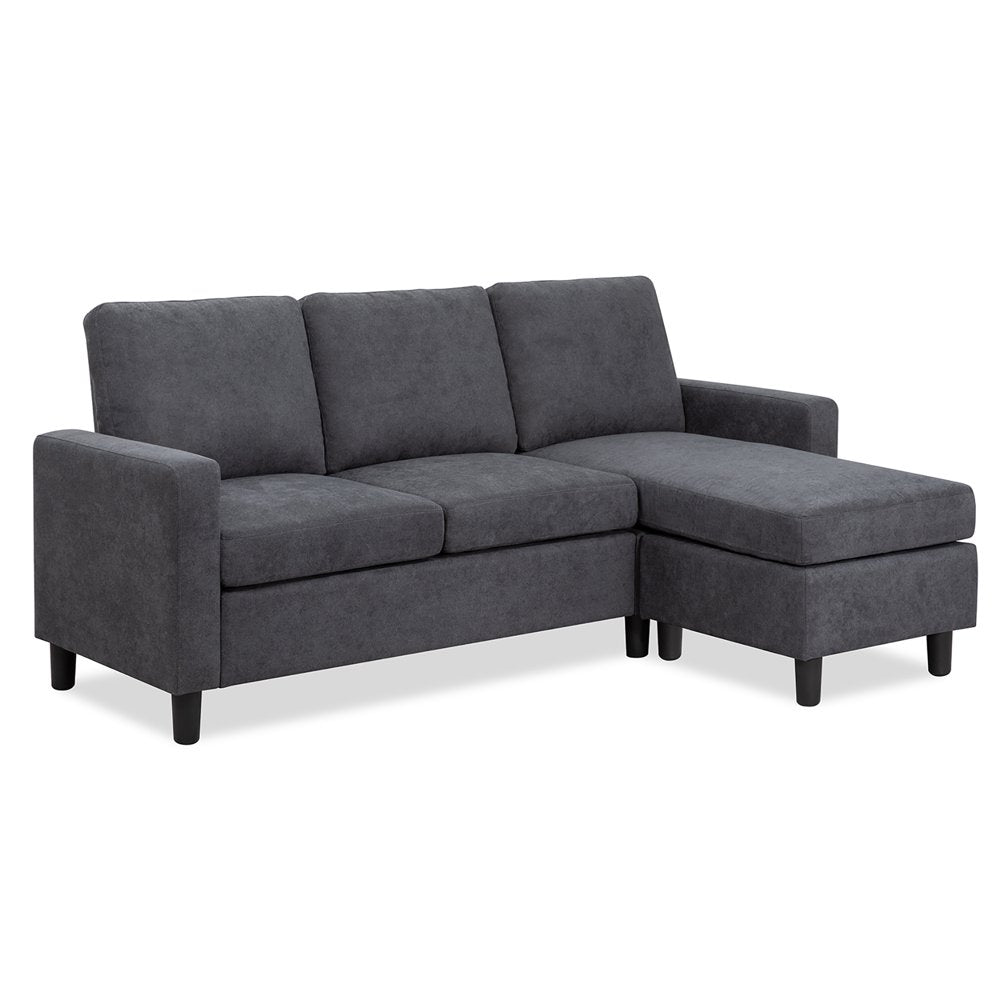 Walsunny Convertible Sectional Sofa With Reversible Design And Movable Ottoman - Linen Fabric