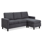 Walsunny Convertible Sectional Sofa With Reversible Design And Movable Ottoman - Linen Fabric